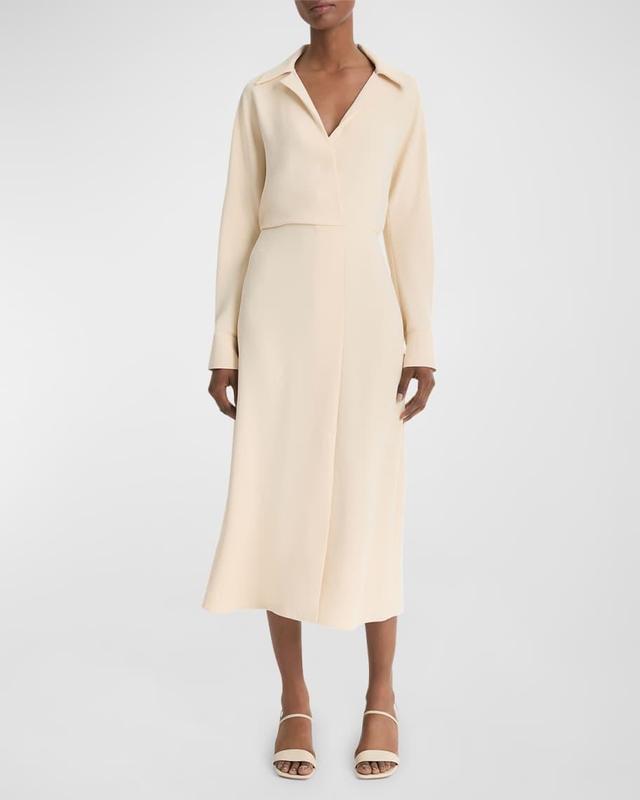 Shaped Collar Dolman-Sleeve Midi Dress Product Image