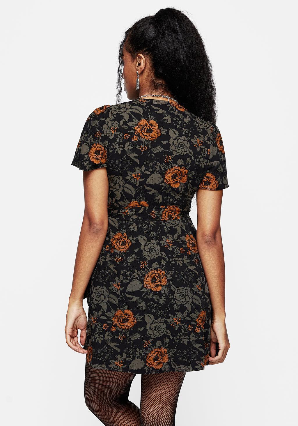 Mortify Floral Print Mini Wrap Dress Product Image