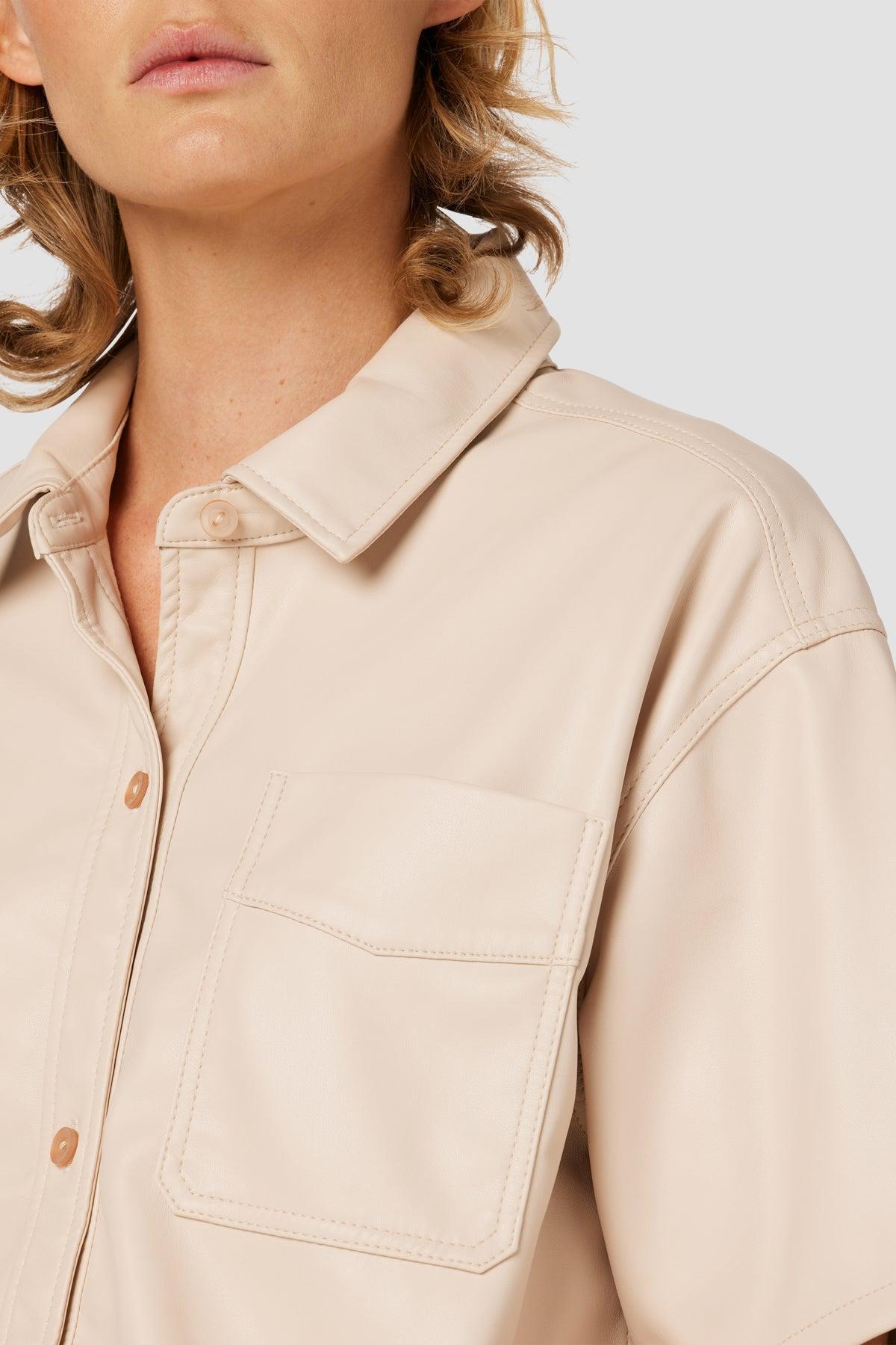 Oversized Cropped Button Down Shirt Female Product Image