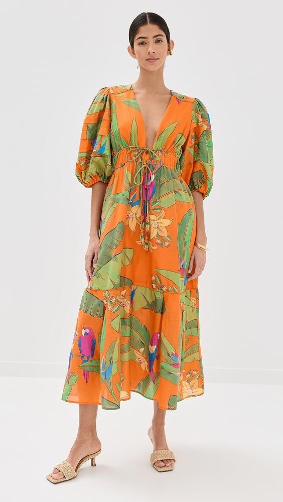 FARM Rio Fresh Macaws Orange Midi Dress | Shopbop Product Image