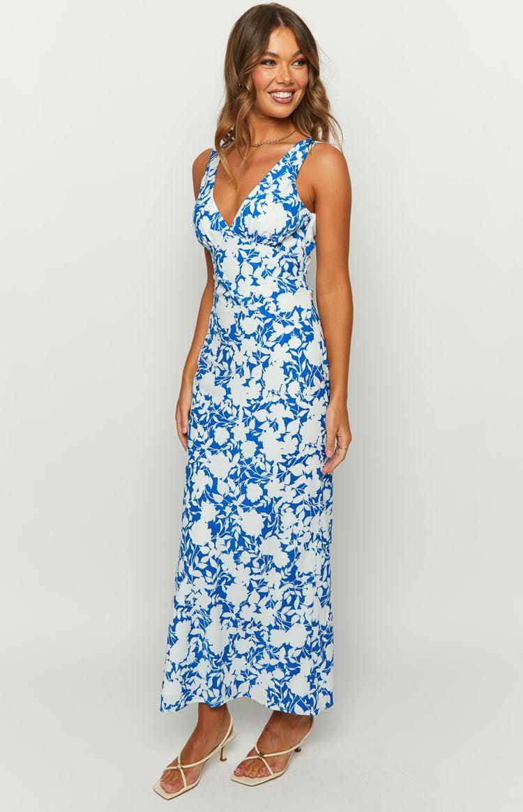 Verlaine Blue Floral Maxi Dress Product Image