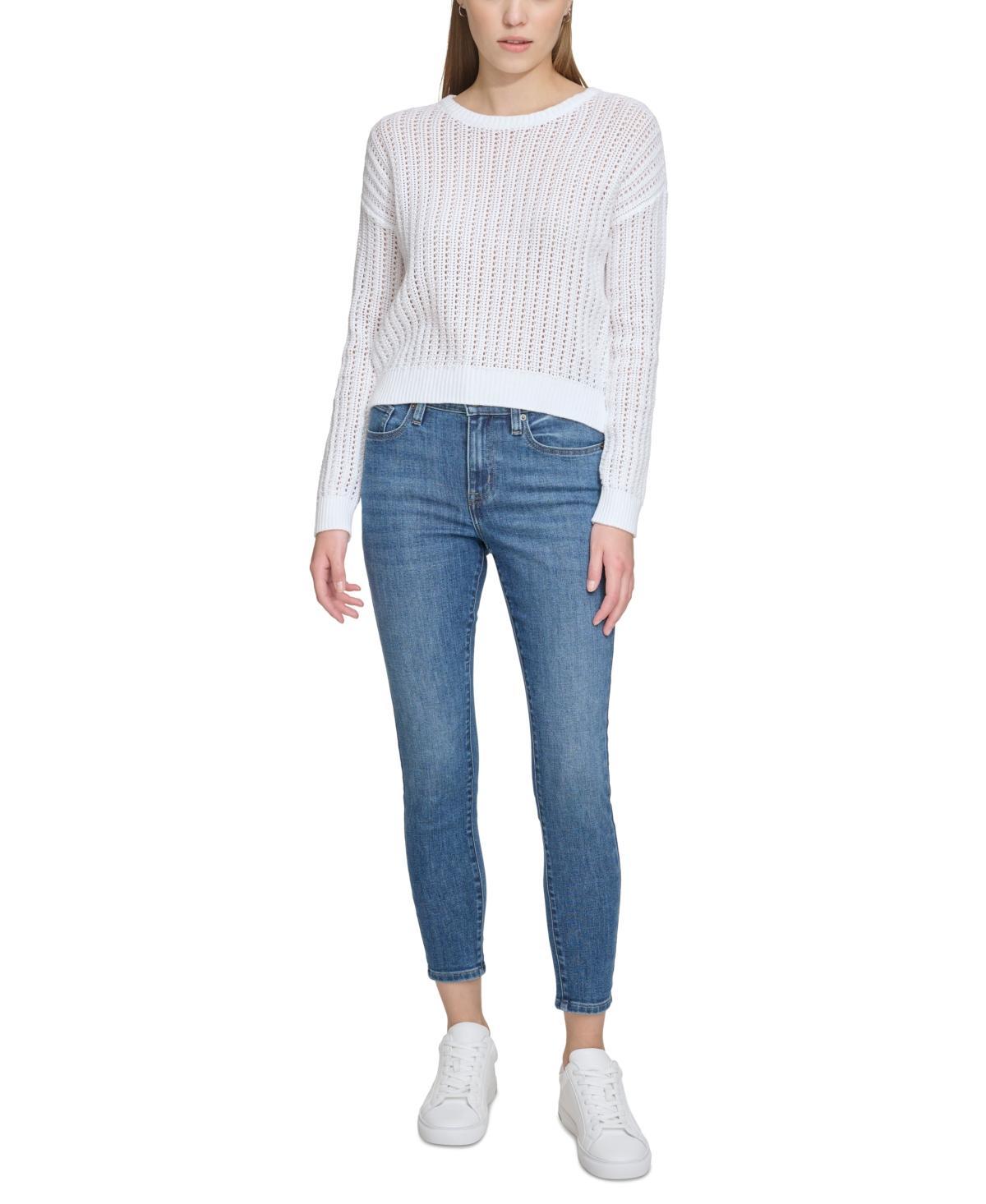 Dkny Jeans Womens Open-Stitch Long-Sleeve Sweater Product Image