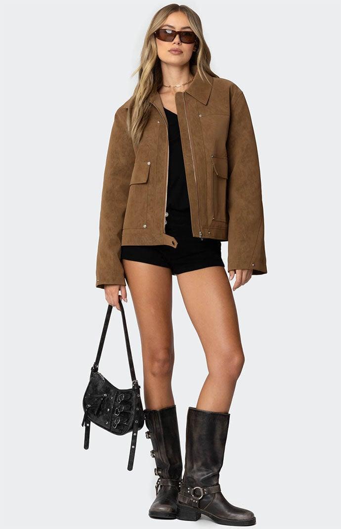 Edikted Women's Annabelle Oversized Faux Suede Jacket Product Image