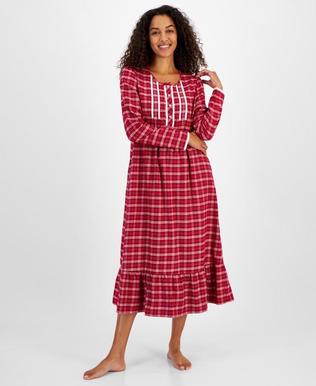 Charter Club Womens Long-Sleeve Plaid Flannel Robe, Created for Macys Product Image