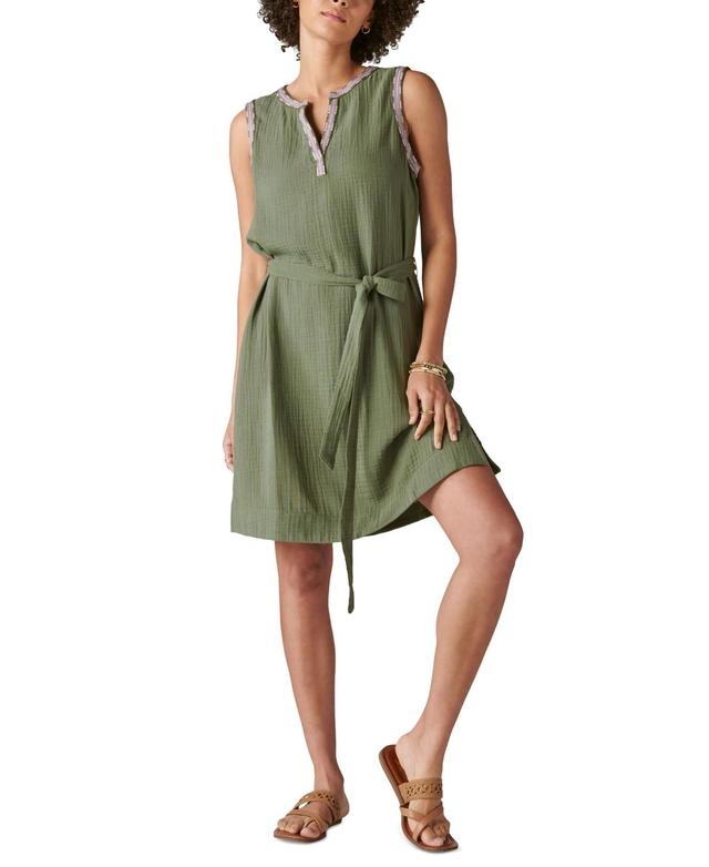 Lucky Brand Womens Embroidered Sleeveless Popover Dress Product Image