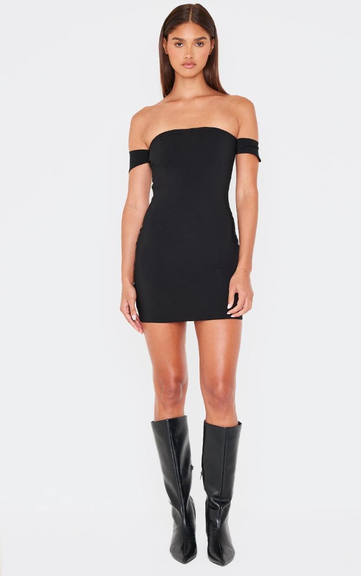 Black Bardot Bengaline Bodycon Dress Product Image