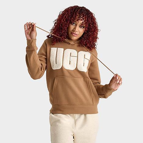 UGG Womens Rey UGGfluff Logo Hoodie Fleece Product Image