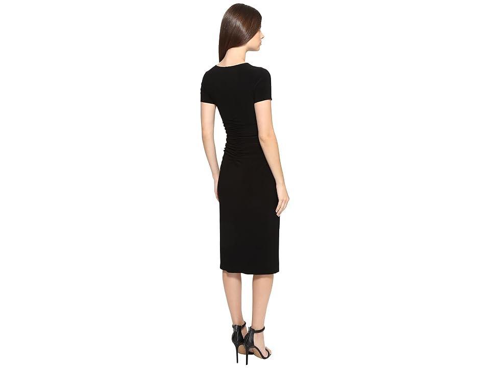 Norma Kamali Short Sleeve Crew Neck Shirred Waist Dress (Black) Women's Dress Product Image