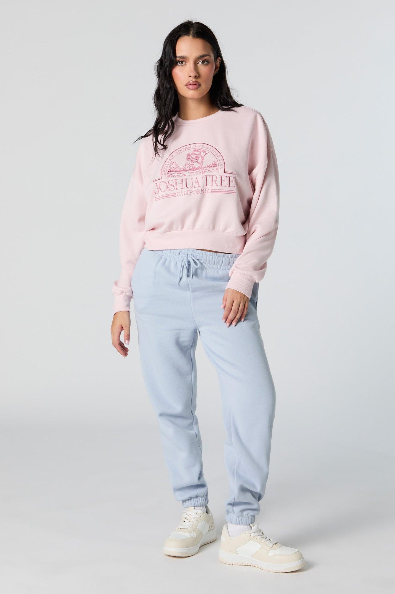 Joshua Tree Embroidered Cropped Fleece Sweatshirt Female Product Image