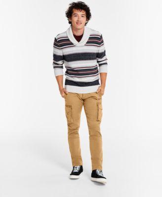 Sun Stone Mens Striped Shawl Collar Sweater Cargo Pants Created For Macys Product Image