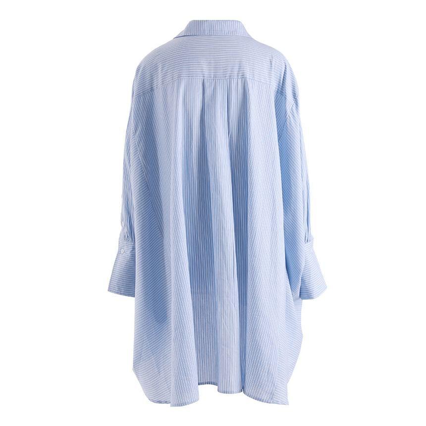 Plain High Low Button-Up Shirt Product Image