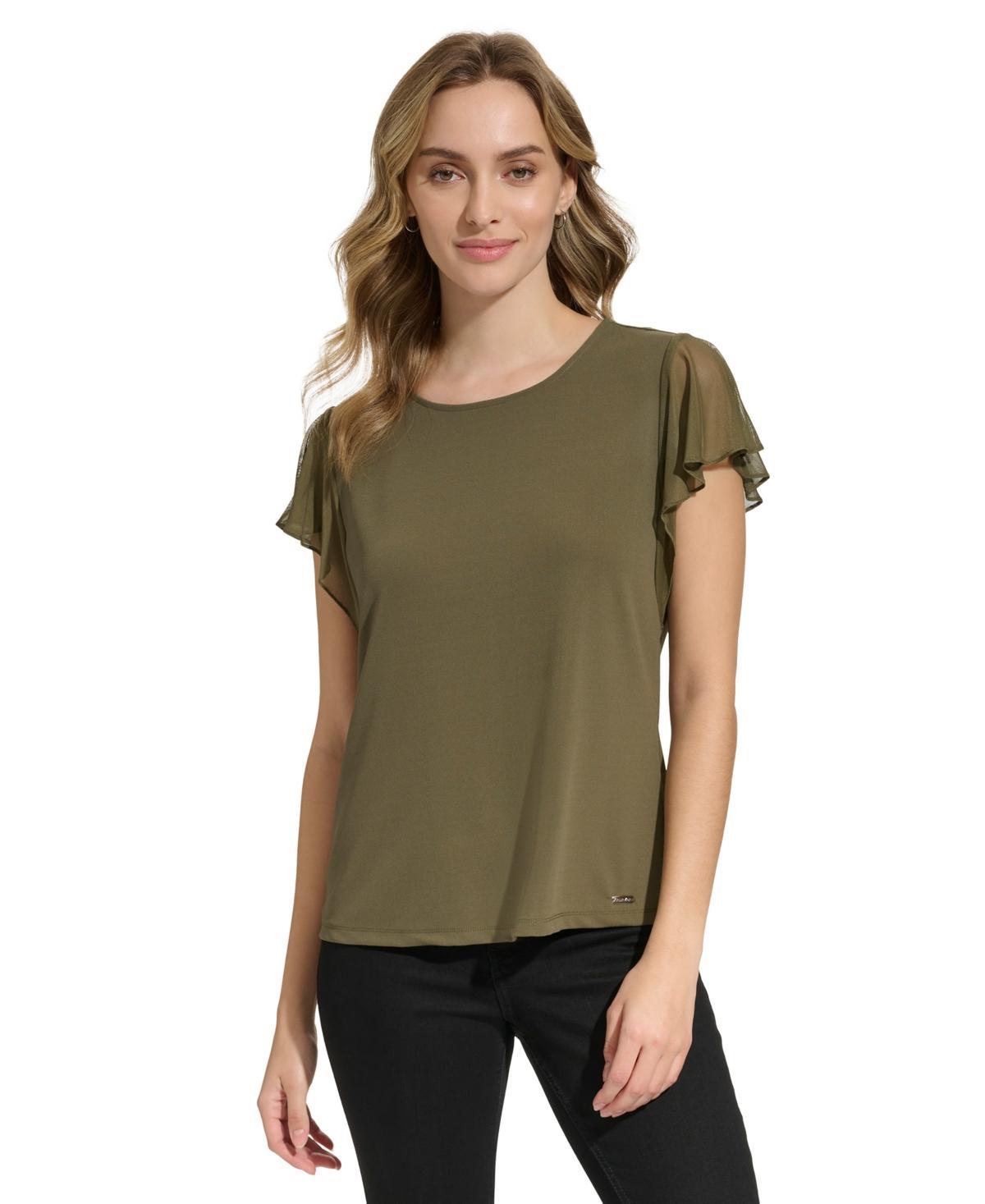 Calvin Klein Womens Mesh Sleeve Top Product Image