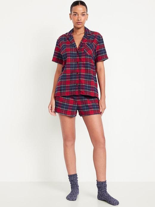 Printed Flannel Pajama Set Product Image