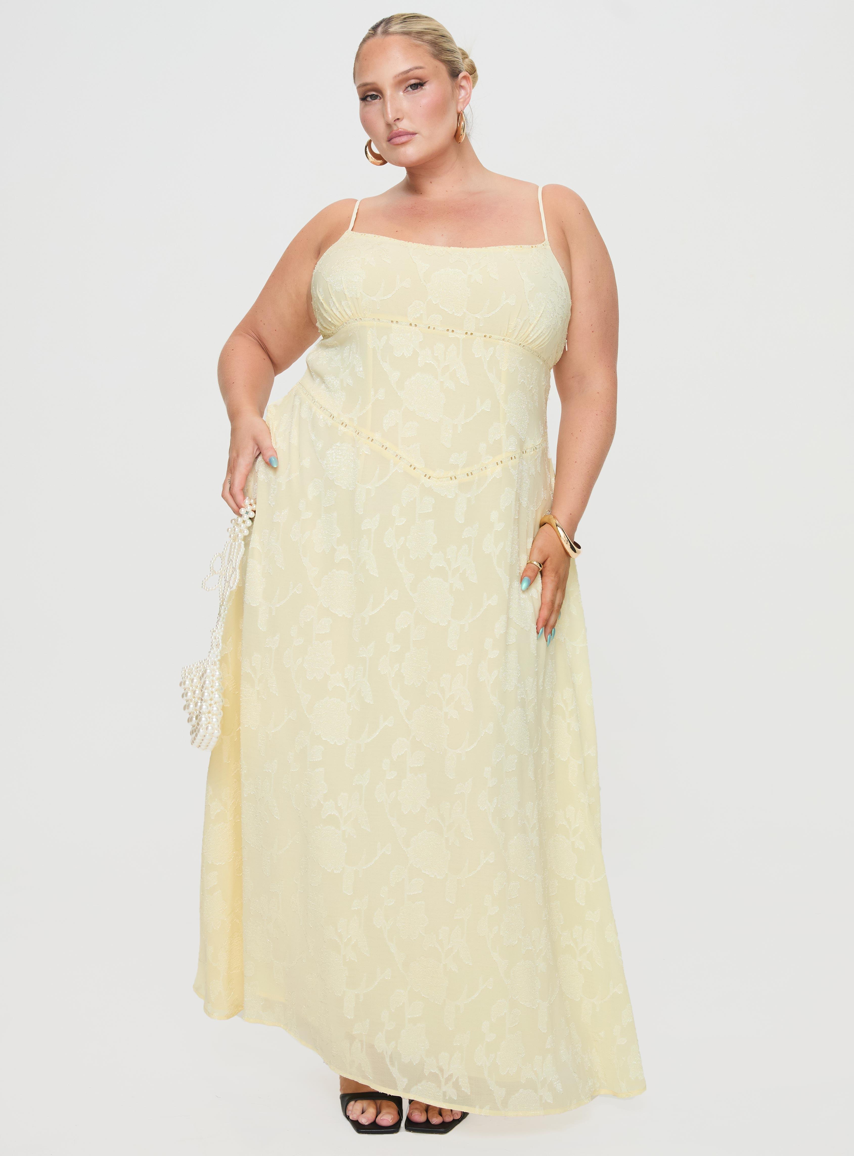 South Of France Maxi Dress Yellow Curve Product Image