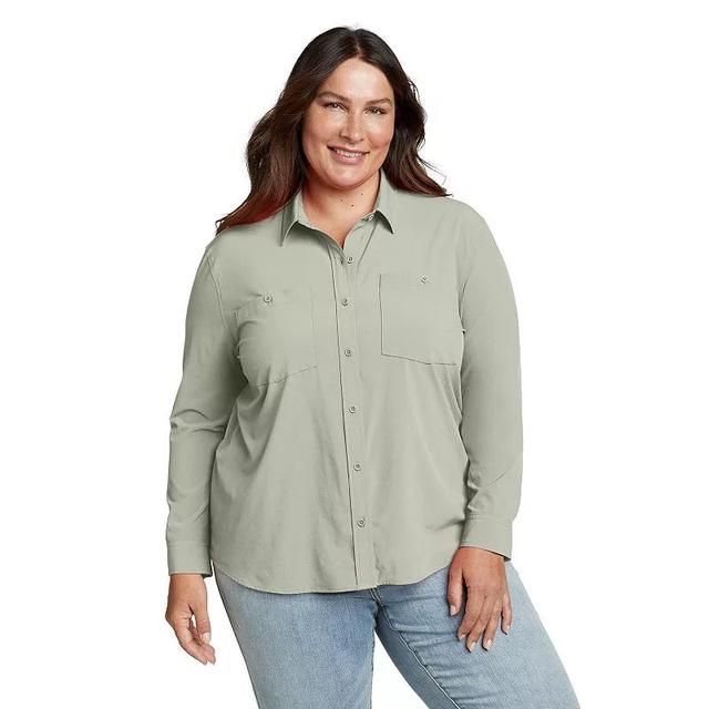 Plus Size Eddie Bauer Departure 3.0 Long Sleeve Collared Button Down Shirt, Womens Product Image