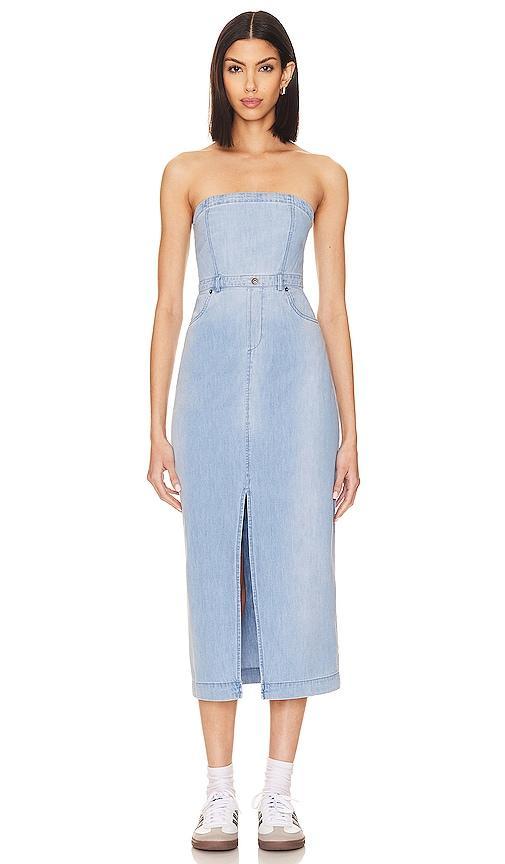 Womens Picture Perfect Ombr Denim Strapless Midi-Dress Product Image