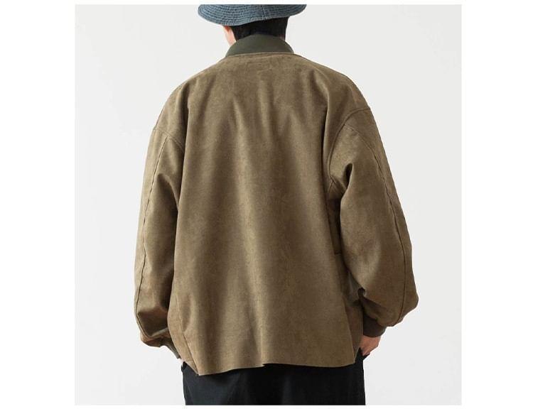 Faux Suede Button-Up Jacket Product Image