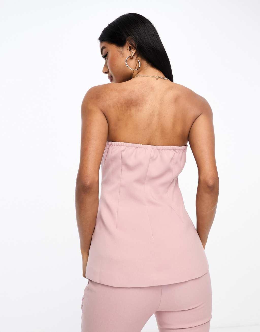 In The Style bandeau tailored corset top in pink - part of a set Product Image