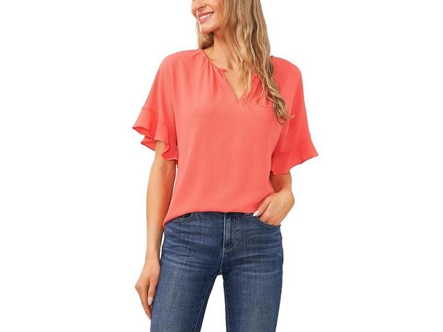 CeCe Ruffle Sleeve Crepe Blouse Product Image