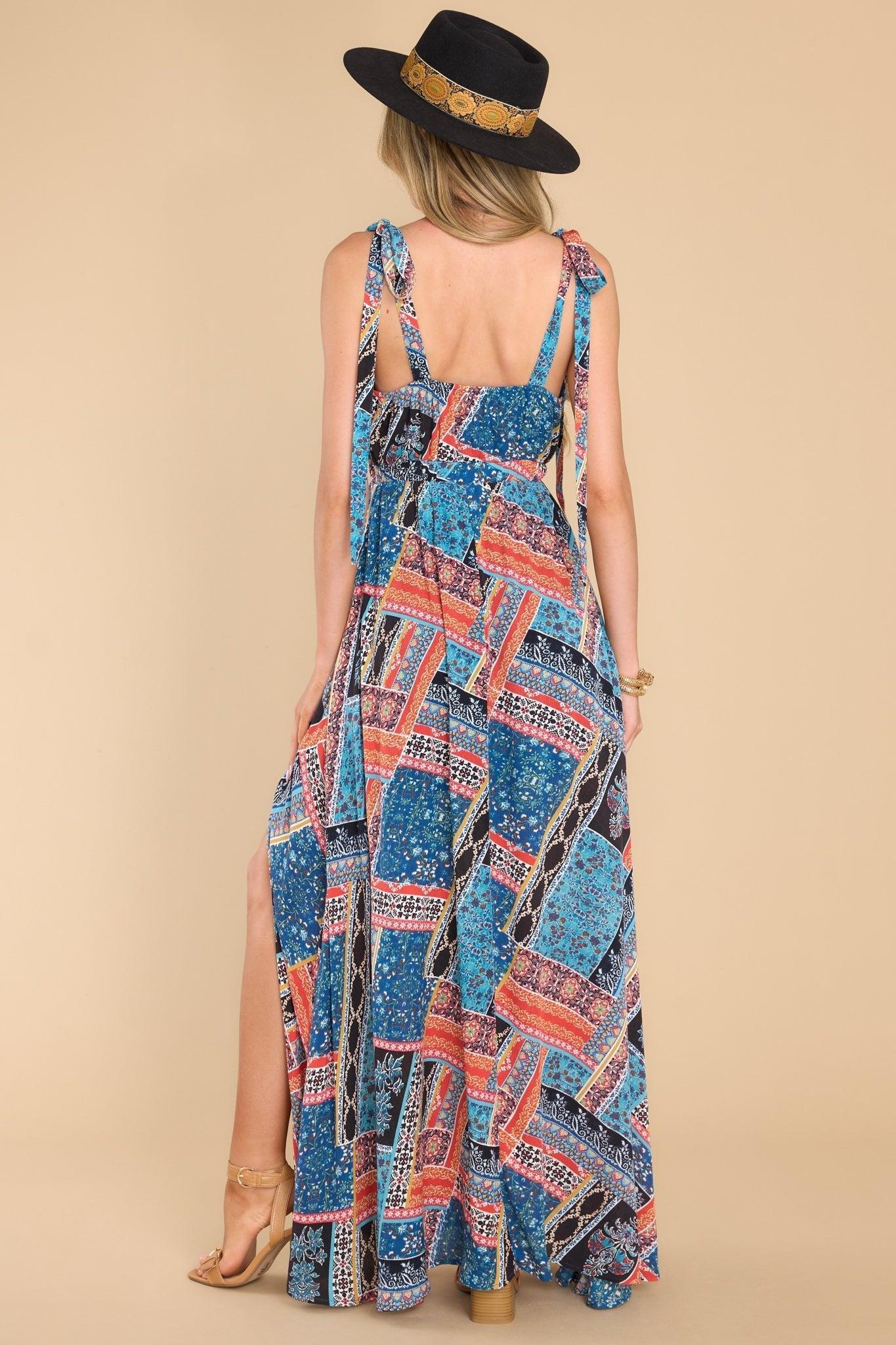 Aura Be The Moment Navy Patchwork Maxi Dress Product Image