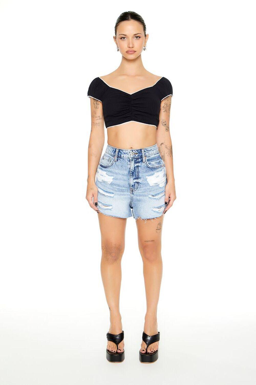 Distressed Acid Wash Denim Shorts | Forever 21 Product Image