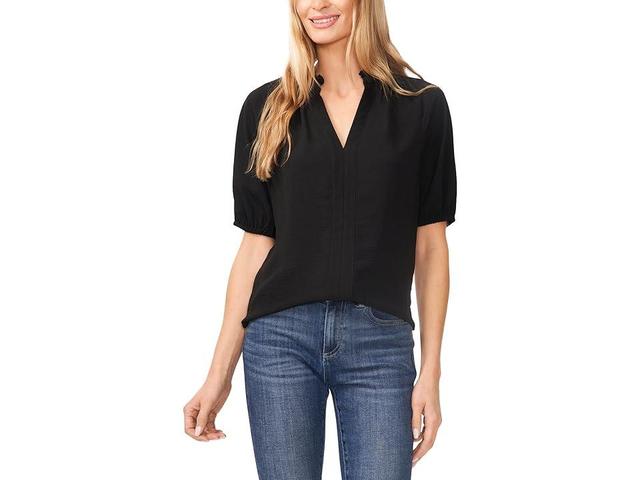 CeCe Ruffle Neck Raglan Seam Split Neck Blouse (Rich ) Women's Clothing Product Image