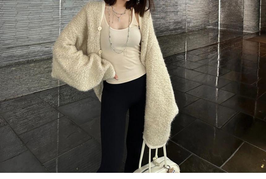 Plain Oversized Faux Shearling Jacket Product Image