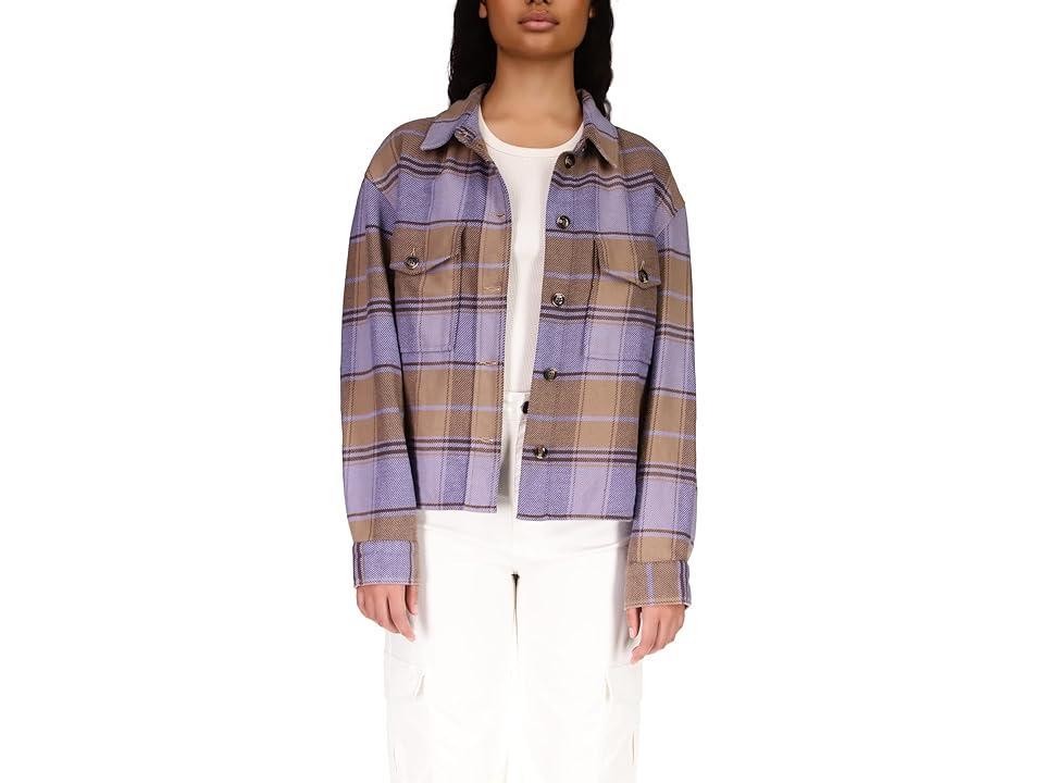 Sanctuary Startstruck Shacket (Violet Plaid) Women's Clothing Product Image