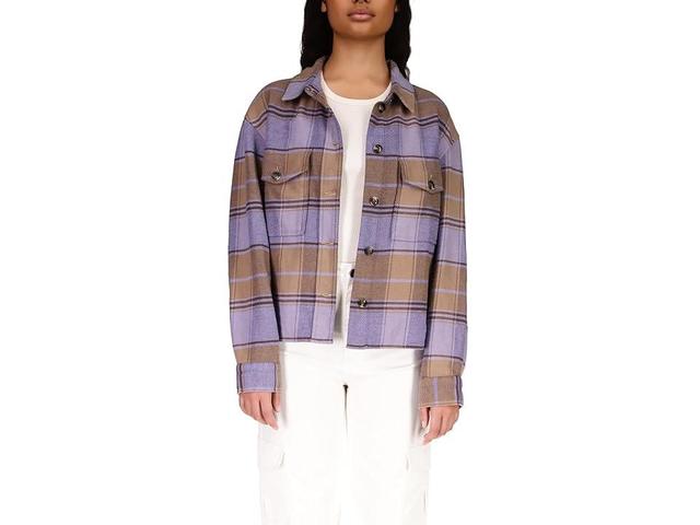 Sanctuary Startstruck Shacket (Violet Plaid) Women's Clothing Product Image