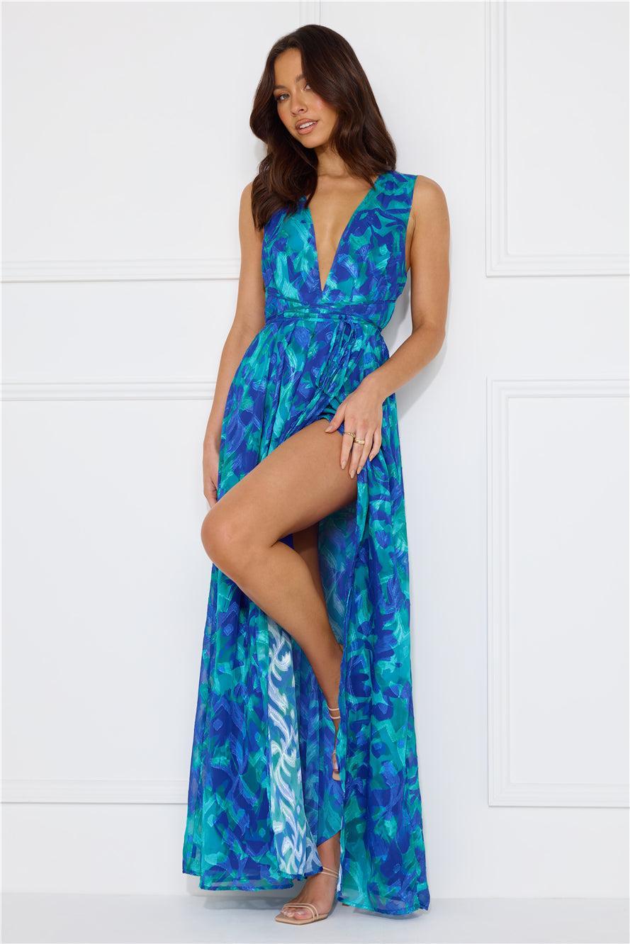 Exquisite Extravaganza Maxi Dress Blue Product Image