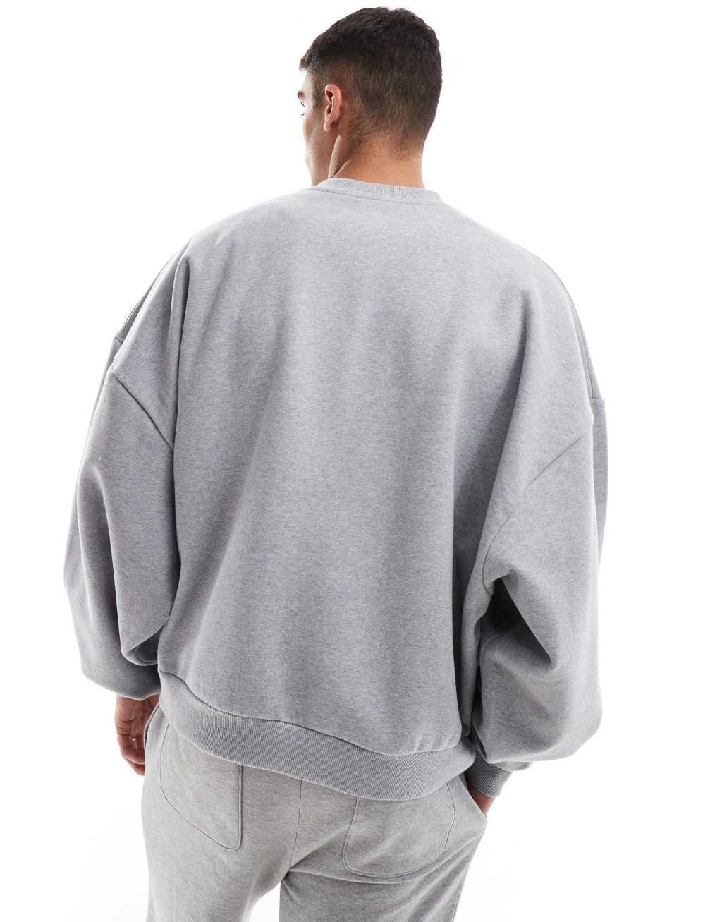 ASOS DESIGN premium heavyweight extreme oversized sweatshirt 400gsm in gray heather Product Image