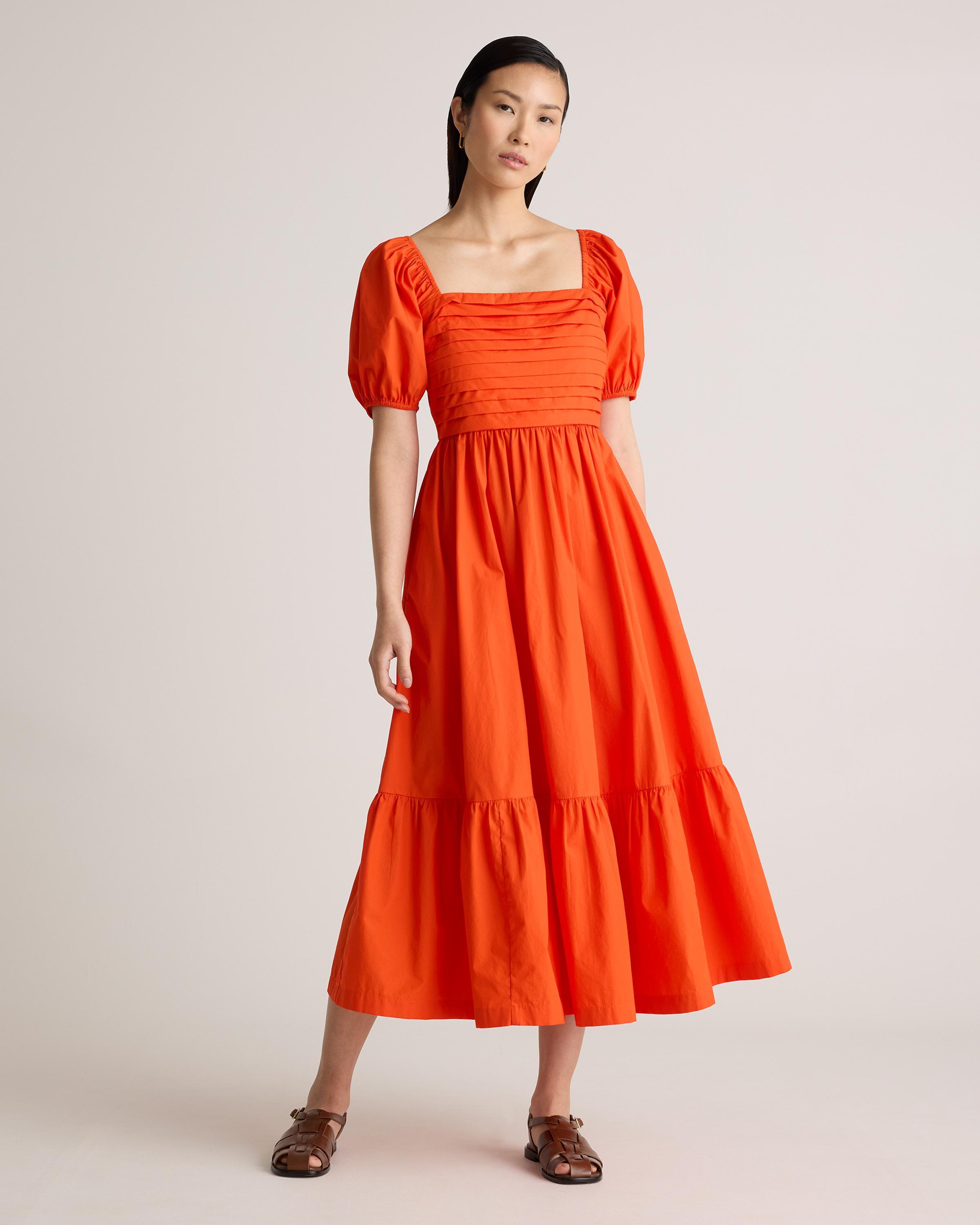 100% Organic Cotton Ruched Midi Dress Product Image