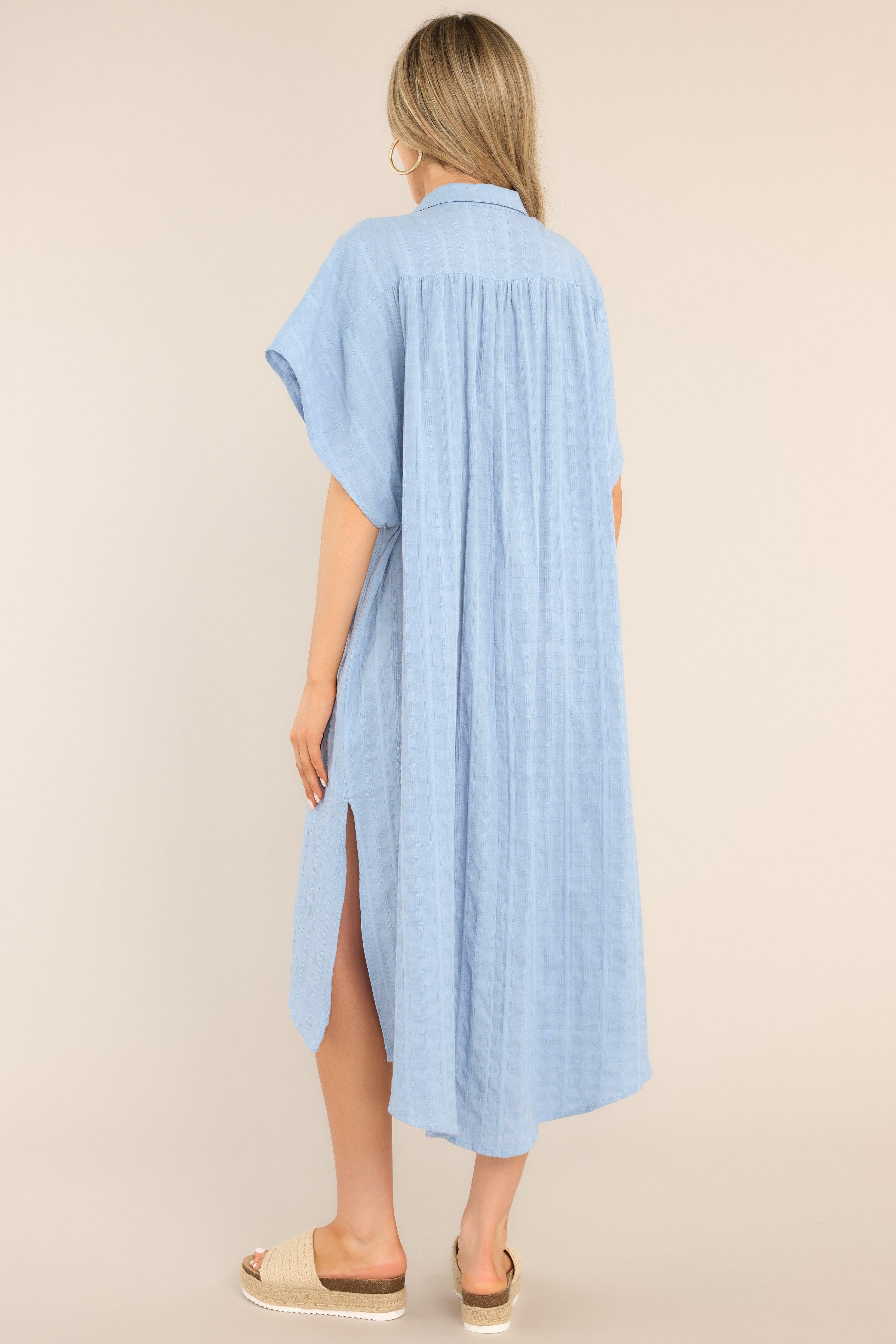 Choose Joy Sky Blue Midi Shirt Dress Product Image