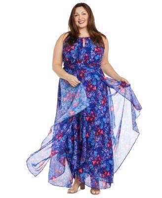 Plus Size Floral-Print Ruffled Maxi Dress Product Image