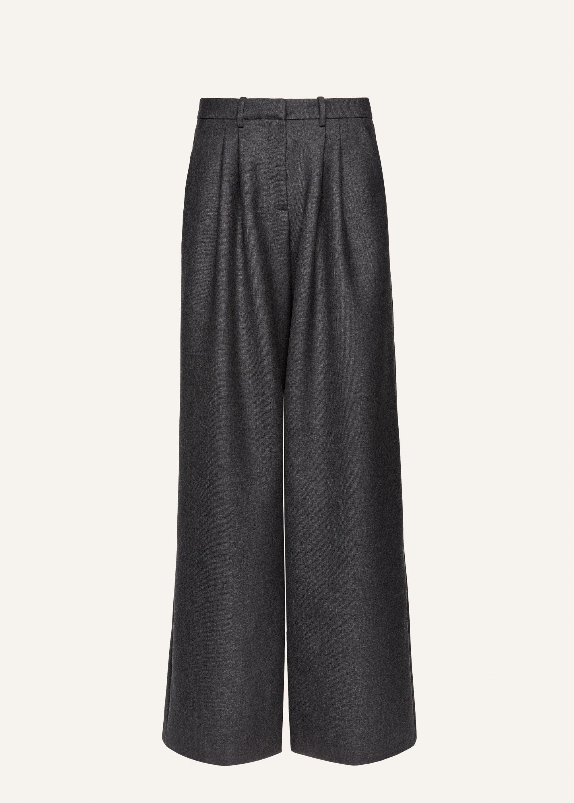 Wide-leg tailored wool pants in grey Product Image