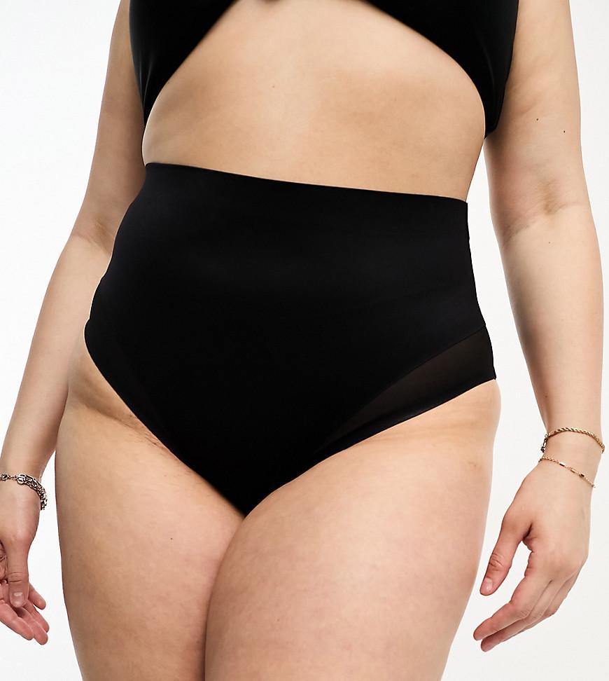 ASOS DESIGN Curve Contouring medium control high waist briefs with mesh Product Image