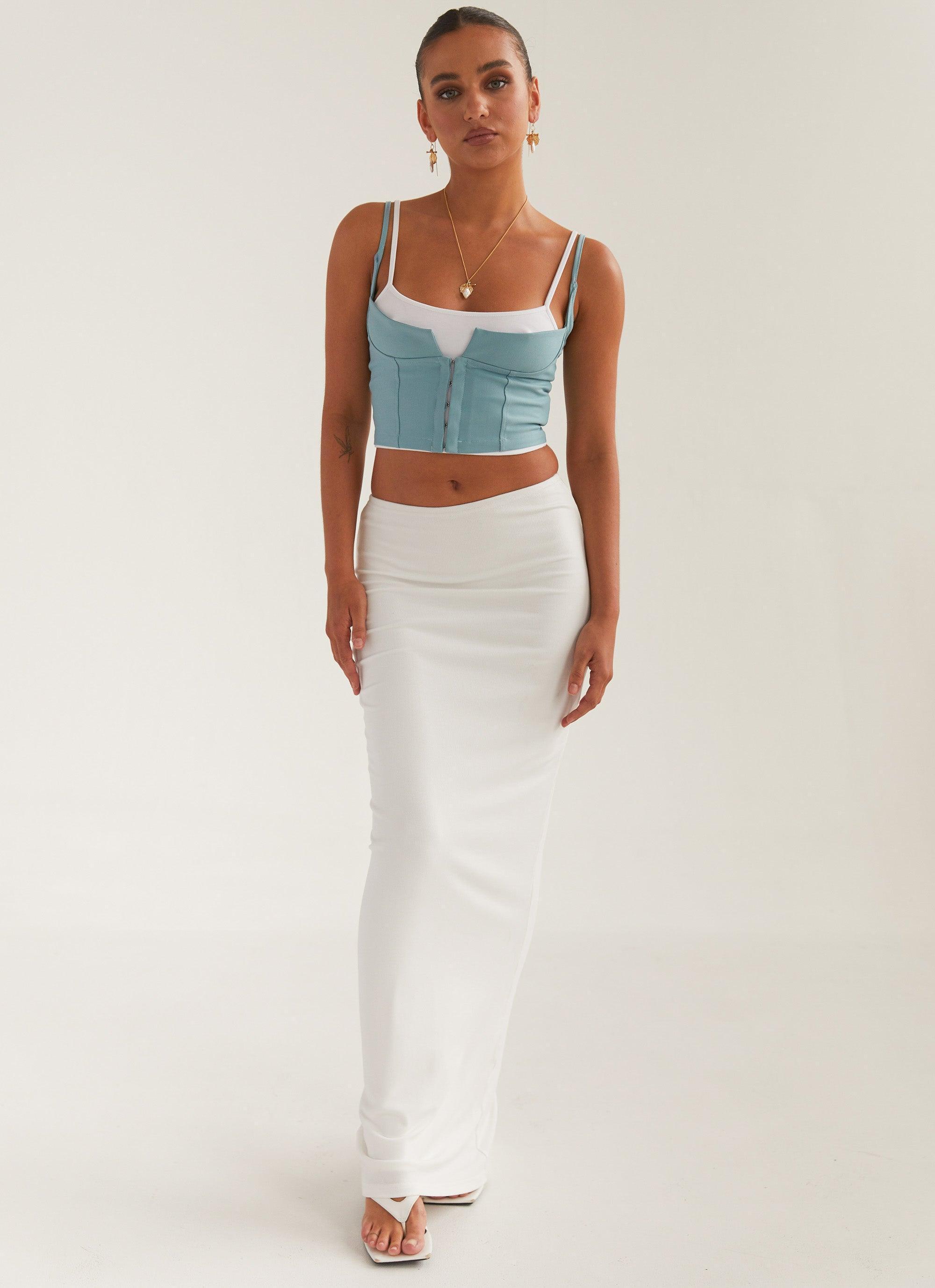 Creme de la Claye Rib Maxi Skirt - Porcelain Product Image