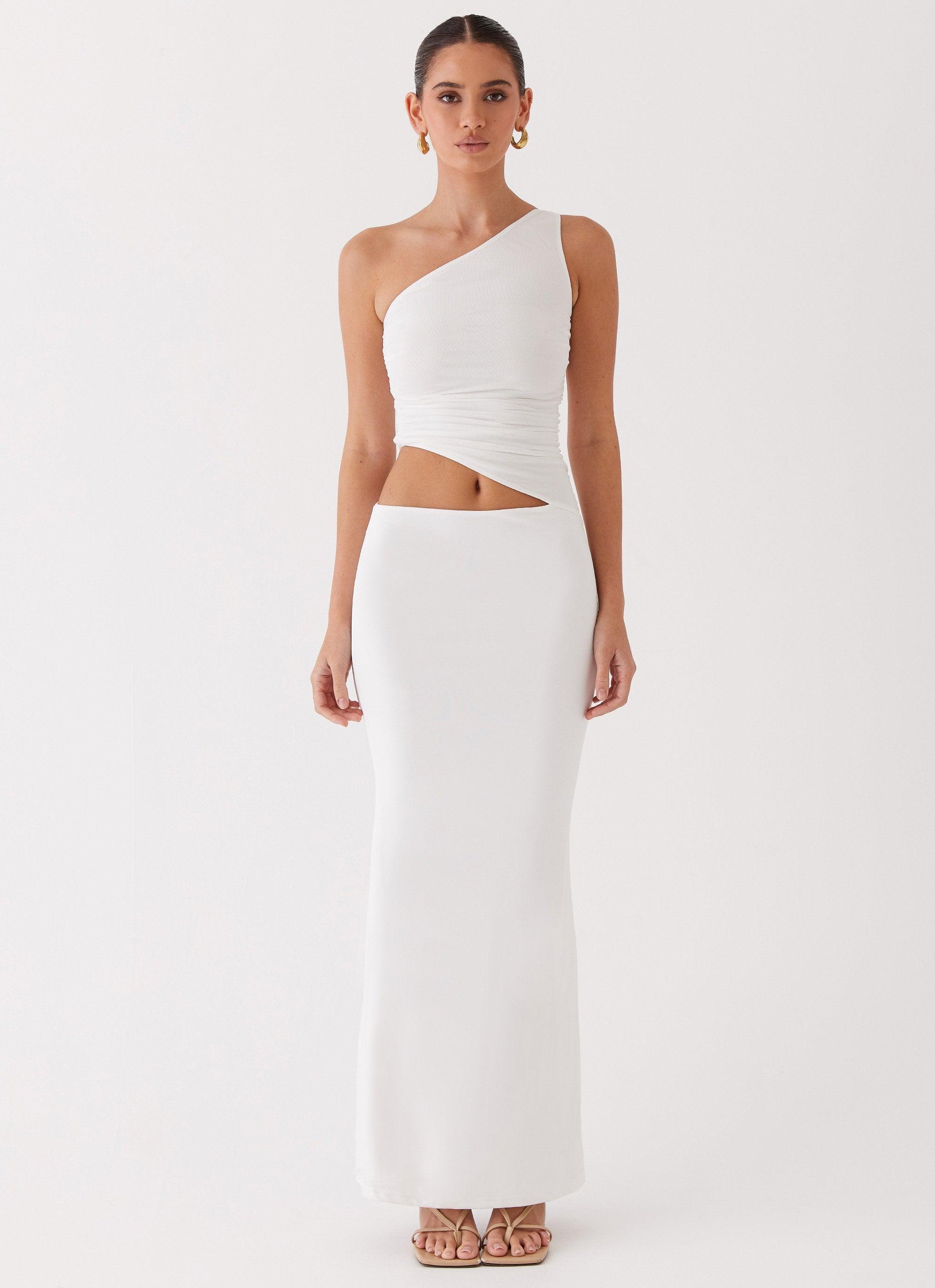 Seranella One Shoulder Maxi Dress - White Product Image