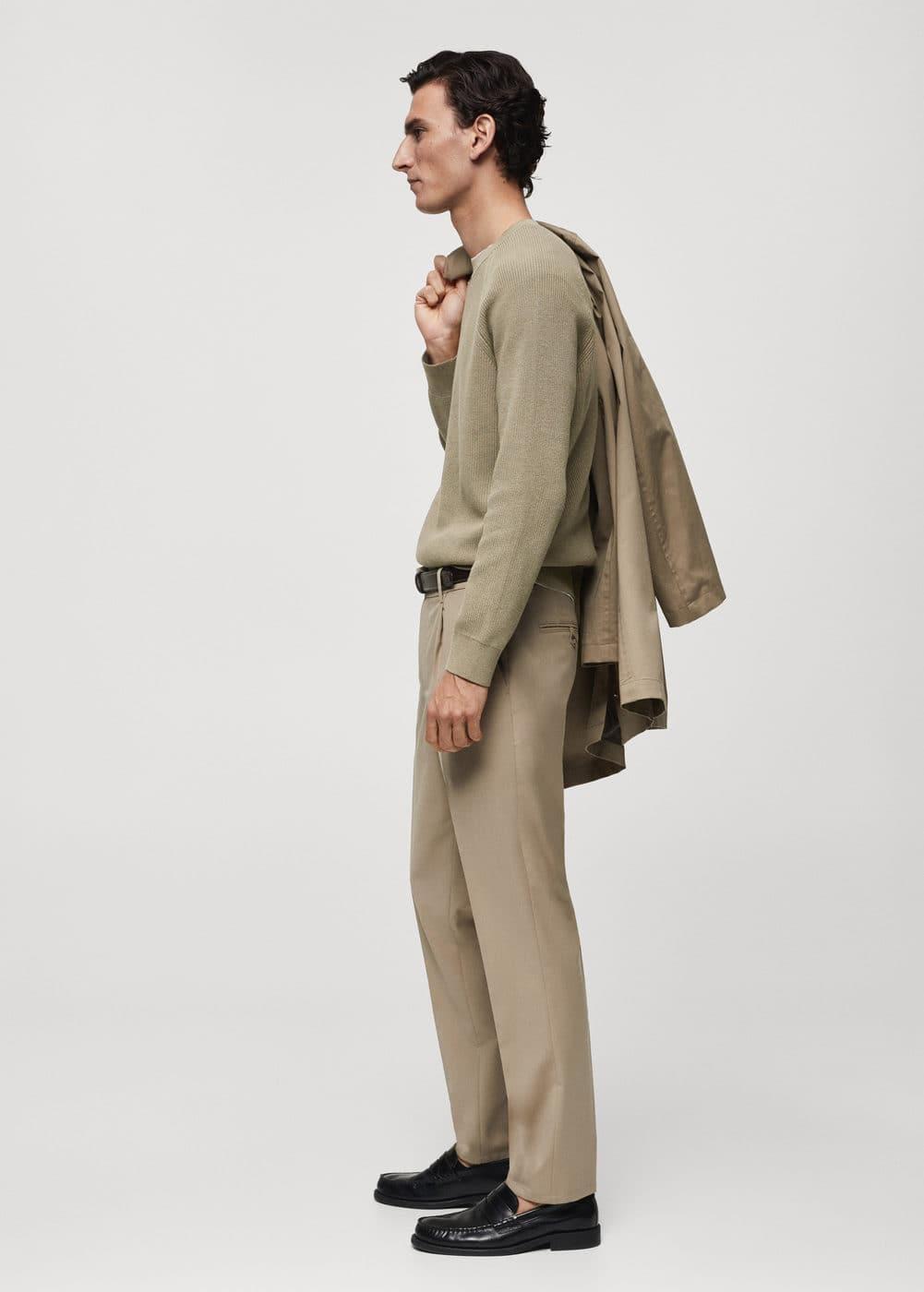 MANGO MAN - Pleat detail wool pants beigeMen Product Image