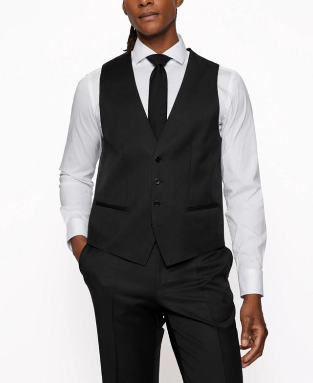 Boss Men's Single-breasted Waistcoat In Black Product Image