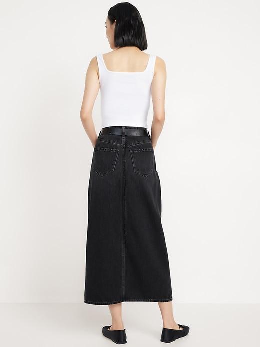 Mid-Rise Jean Maxi Skirt Product Image