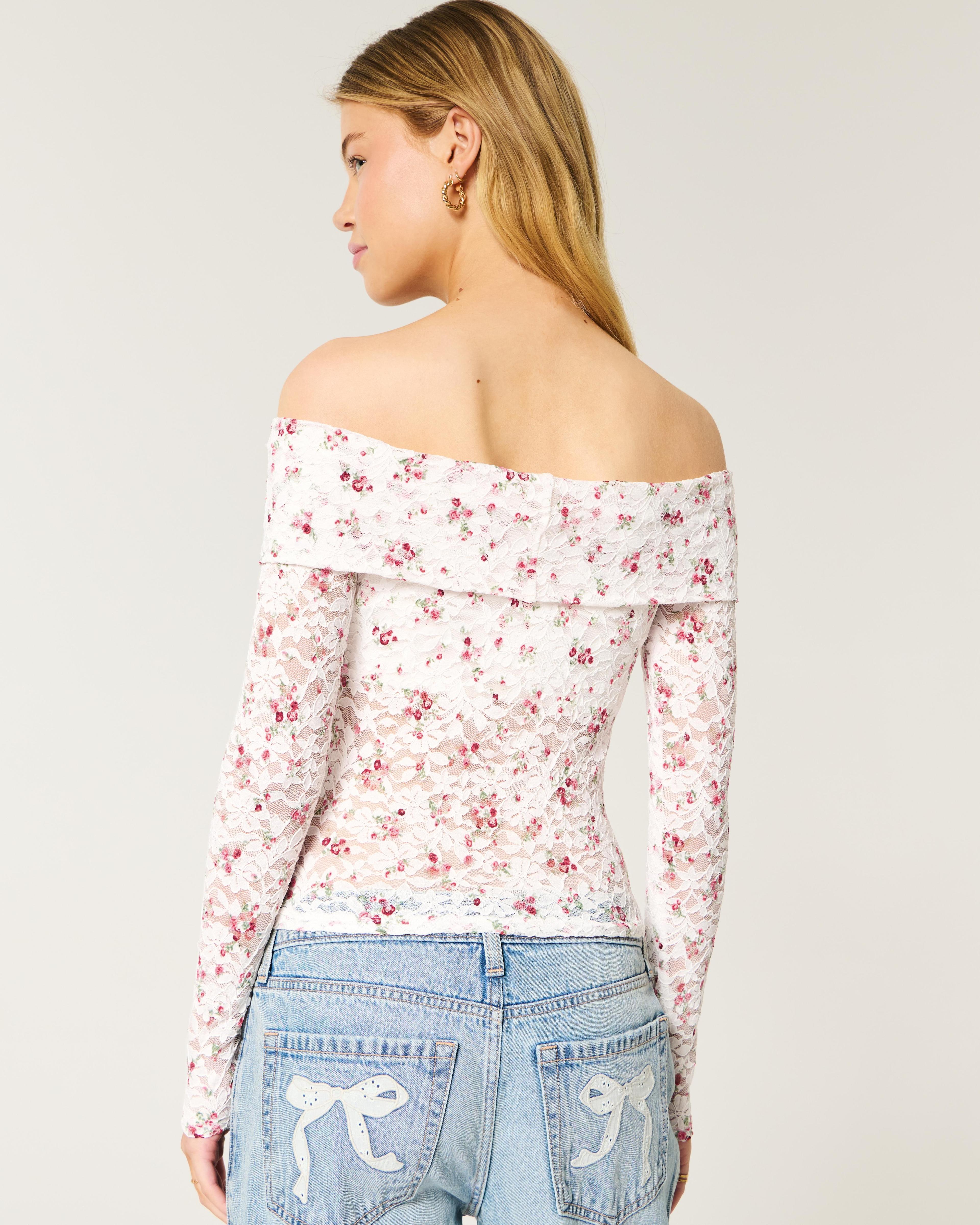 All-Over Lace Off-the-Shoulder Top Product Image