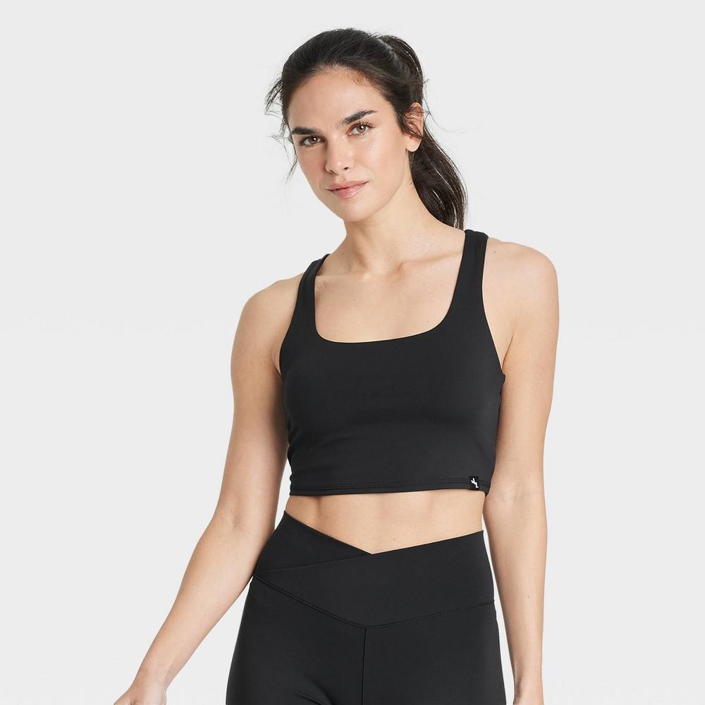 Womens Mesh Back Square Neck Bra - JoyLab Black XS Product Image