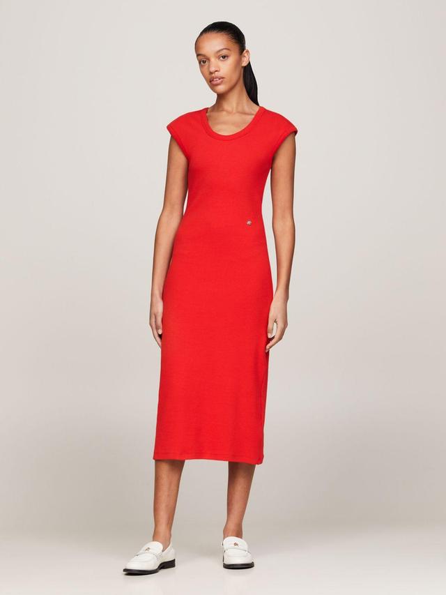 Tommy Hilfiger Women's Slim Fit Ribbed Stretch Midi Dress Product Image