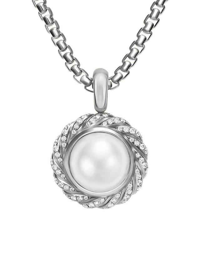 Womens Pearl Classics Cable Halo Amulet in Sterling Silver with Diamonds, 18.8MM Product Image