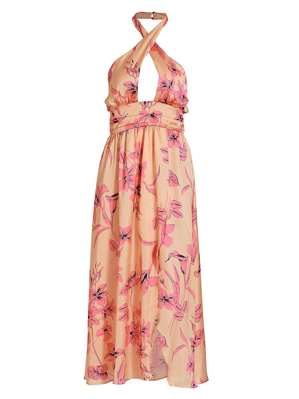 Womens Luna Floral Halter Midi-Dress Product Image