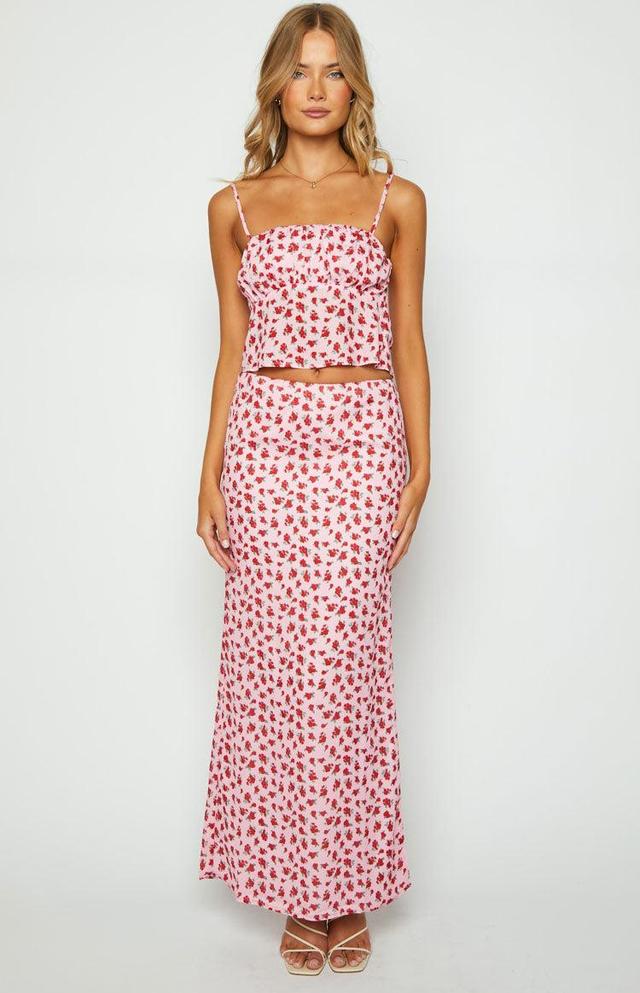 Yesterday Pink Floral Maxi Skirt Product Image