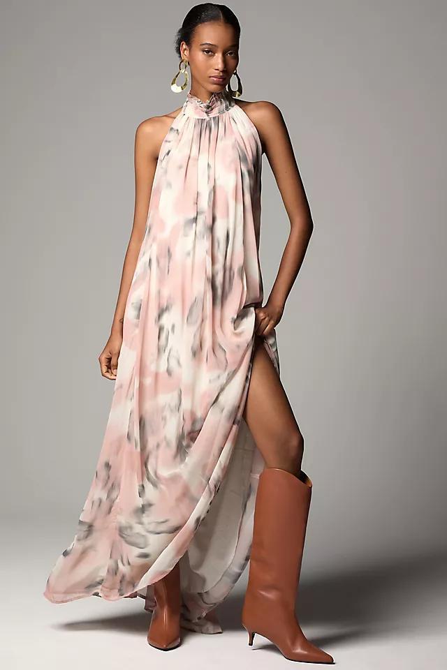 Maeve Halter Sheer Printed Maxi Dress Product Image