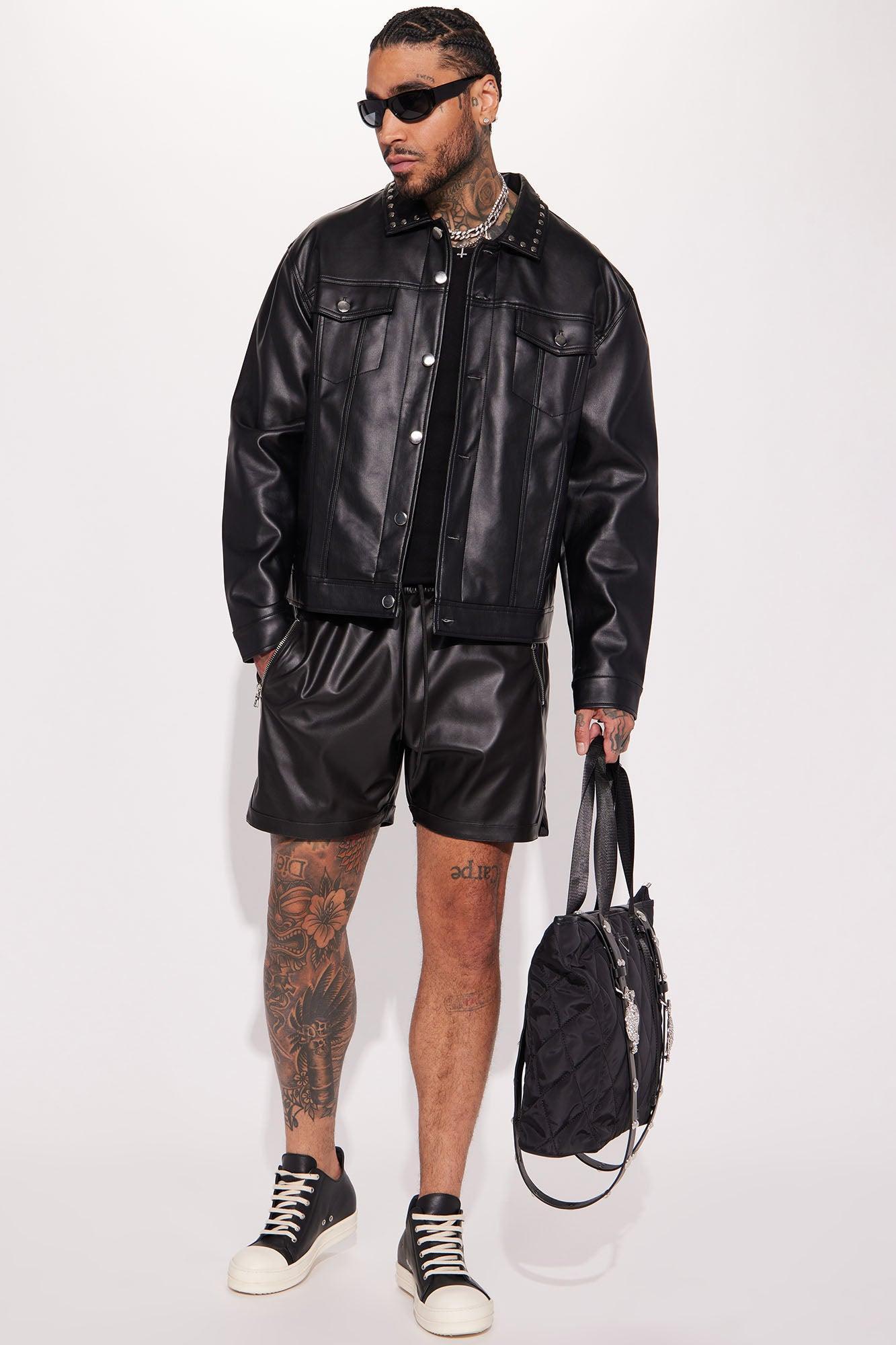 Slam Dunk Faux Leather Shorts - Black Product Image