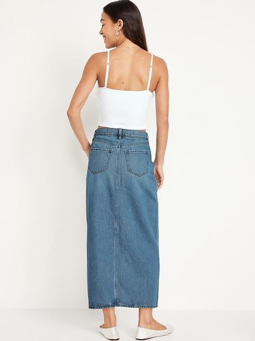 Mid-Rise Jean Maxi Skirt Product Image